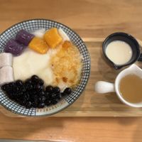 Original tau fu fah with ginger date syrup and extra soy milk  at The Soybean Factory in Kuala Lumpur