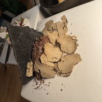 1 of the 3 desserts we ordered - the chocolate mouse   at Fronda Pasaje BCN in Barcelona