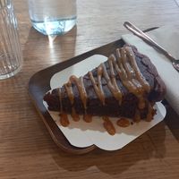 chocolate cake (4€) and water (free) at Sand Toast in Bayonne