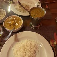 Burmese tofu curry and lentil dhal with pilau rice  at Guestronomy Delight in Montego Bay