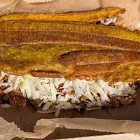 Massive vegan jackfruit patacon #Veganuary at Salsa Rosada in St Louis