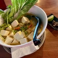 Vegan tom ka ramen (rice noodle) with veg and tofu   at Sushi Thai in Buena Vista