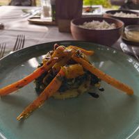 Carrot and pumpkin melange with breadfruit and potato rosti #Veganuary at Fahari Off The Grid in Zanzibar