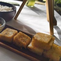 Ugali fries (please note the sauce is not vegan, I did not know if came with sauce. Ask for an alternative) #Veganuary at Fahari Off The Grid in Zanzibar