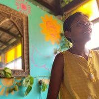 Colorful Corner for nice pictures at Terrassen Cafe in Kuilapalayam