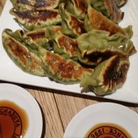 We got a plate with 15 gyoza because we were 3 people ;P at Chabuton in Osaka