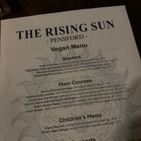 A whole vegan menu!!   at The Rising Sun  in Bristol