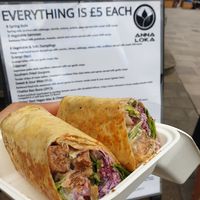So delicious Peacemaker Wrap! Seapped jalapeños for beets and asked for vegan mayo! at Anna Loka Food Truck  in Cardiff
