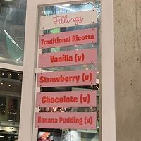 Filling options  at The Cannoli Bar in San Diego