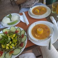 Guiso de maíz y ensalada at Don Manuel Restaurante in Vinales