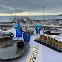 Sushi and Blue Ocean cocktails at Tribu Meloneras in Gran Canaria