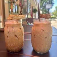 Vanilla oatmilk iced latte & hazelnut soy iced latte 🤤  at Spuntini Bakery in Newport News