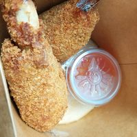 Vegan chicken sticks with sweet and sour sauce at ADIDA in Cologne