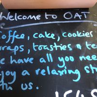 Simple menu at Oat Coffee Brick Lane in East London