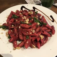 pink pasta with beetroot and zucchini  at Vengo Die Gemusekuche in Bremen