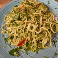 Green Pasta with spinach and pesto. Vegan. at Vengo Die Gemusekuche in Bremen