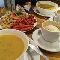 Lentil soup and antipasti platter at Vengo Die Gemusekuche in Bremen