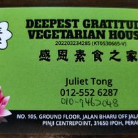 Name card at Deepest Gratitude Vegetarian House - 感恩素食之家 in Ipoh