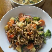 Seitan stir fry at Te Quiero Verde in San Cristobal De Las Casas
