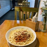 Pasta bolognese at Te Quiero Verde in San Cristobal De Las Casas