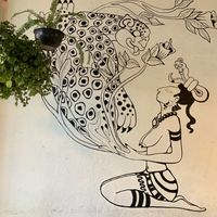 Wall art   at Te Quiero Verde in San Cristobal De Las Casas