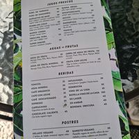 Menu at Te Quiero Verde in San Cristobal De Las Casas