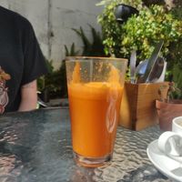 Apple, Carrot and Ginger juice at Te Quiero Verde in San Cristobal De Las Casas