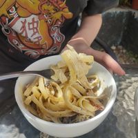 Half portion of the alfredo pasta at Te Quiero Verde in San Cristobal De Las Casas