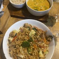 Bombay rice and tofu stir fry   at Te Quiero Verde in San Cristobal De Las Casas
