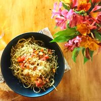 Pesto pasta at Te Quiero Verde in San Cristobal De Las Casas