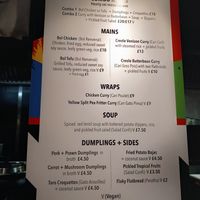 The menu at Mazavaroo in South East London