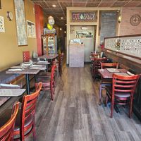 Cute inside with seating #Veganuary at Cafe Baladi in Malvern