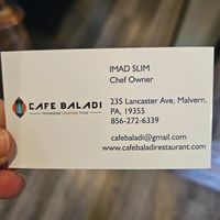 Business card #Veganuary at Cafe Baladi in Malvern