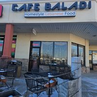 Outside with outdoor seating #Veganuary at Cafe Baladi in Malvern