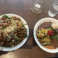 (Top) green protein bowl, (bottom) seasonal nutty stew  at SLA - Westerstraat in Amsterdam