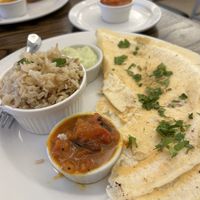 Lemongrass rice with Nasn and house made coconut chutney   at Good Karma in New Orleans