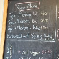 Vegan menu   at Fandango Cafe in North Melbourne