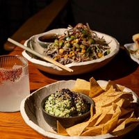 Guacamame + Soba Noods  at Obake Bar in Myoko