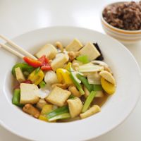 Cashews and Tofu with Brown Rice (vegan) at Kin-Lum Vegetarian in Chiang Mai