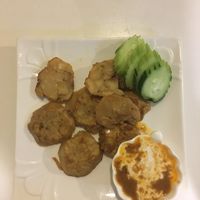 Mushroom fritters at Kin-Lum Vegetarian in Chiang Mai