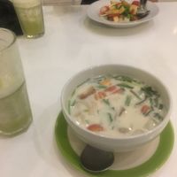 Tom Kha soup  at Kin-Lum Vegetarian in Chiang Mai
