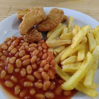 Vegan nuggets, beans and chips for kids (January 2025) at The Animalarium in Ceredigion