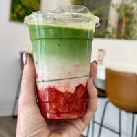 Strawberry matcha  at Good Way Cafe in Longwood