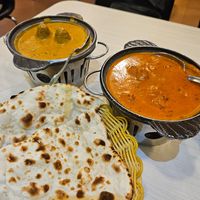 Vegan korma and vegan butter chicken   at Gokul Raas Vegetarian - Little India in Central Singapore