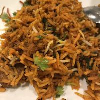 Dum briyani on plate  at Gokul Raas Vegetarian - Little India in Central Singapore