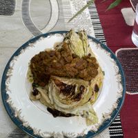 Seared cabbage with bean stew, delicious   at Vegan Riverside Picnic with Chef Vita in Ocho Rios