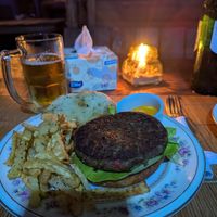 Hamburguesa vegana at El Bunker Bajonero in Rocha