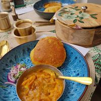 Fourth menu's bedmi poori and aloo subzi at Lettuce Sustain Supper Club in South East London