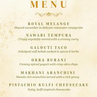 The Shahi Table supper club menu for 21-22 January 2026 at Lettuce Sustain Supper Club in South East London