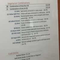 Veggie menu  at Eden's Kitchen  in Washington